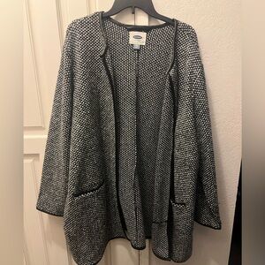 Black and white old navy with leather trim overcoat